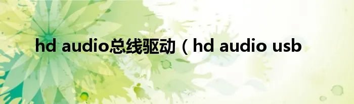 hd audio总线驱动（hd audio usb