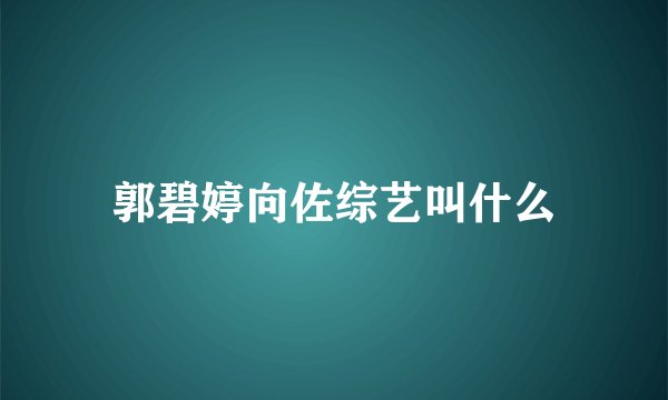 郭碧婷向佐综艺叫什么