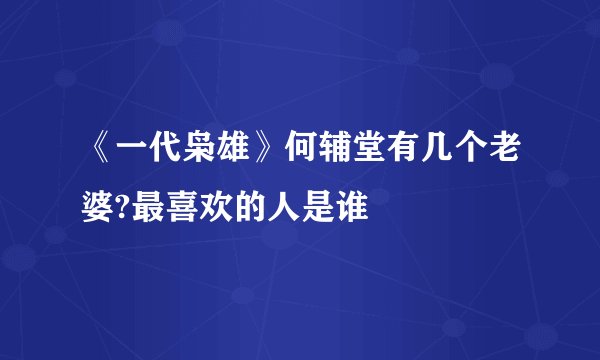 《一代枭雄》何辅堂有几个老婆?最喜欢的人是谁