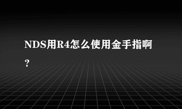 NDS用R4怎么使用金手指啊？