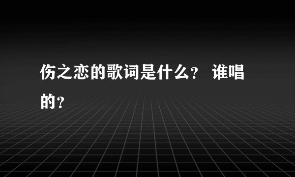 伤之恋的歌词是什么？ 谁唱的？