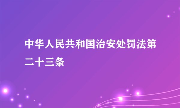 中华人民共和国治安处罚法第二十三条