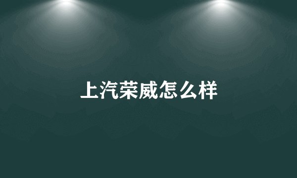 上汽荣威怎么样