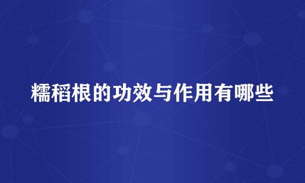 糯稻根的功效与作用有哪些