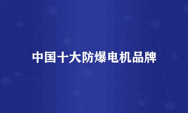 中国十大防爆电机品牌