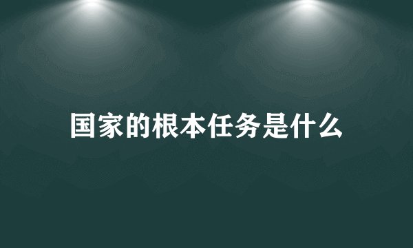 国家的根本任务是什么