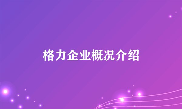 格力企业概况介绍