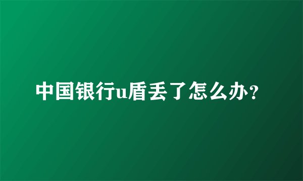 中国银行u盾丢了怎么办？