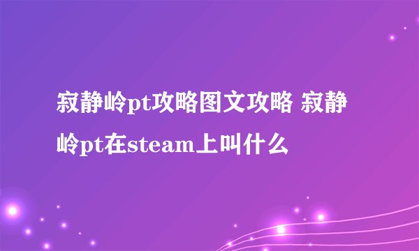寂静岭pt攻略图文攻略 寂静岭pt在steam上叫什么
