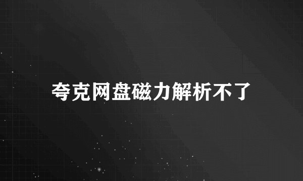 夸克网盘磁力解析不了