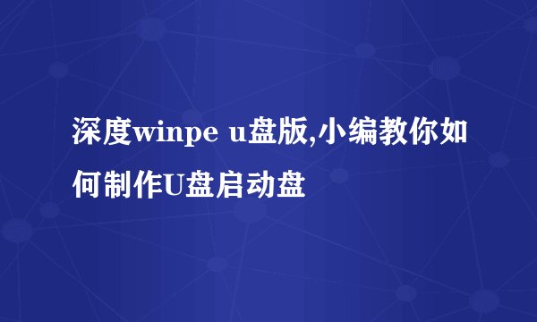 深度winpe u盘版,小编教你如何制作U盘启动盘