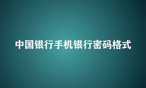 中国银行手机银行密码格式