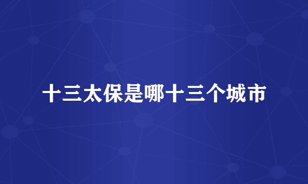 十三太保是哪十三个城市