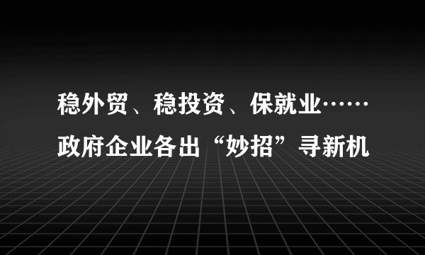 稳外贸、稳投资、保就业……政府企业各出“妙招”寻新机