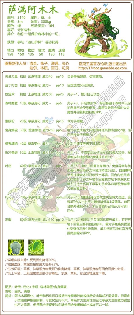 洛克王国萨满阿木木技能表