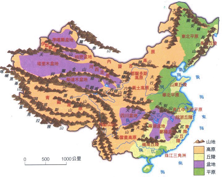 中国山脉地形图高清版