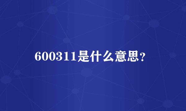 600311是什么意思？