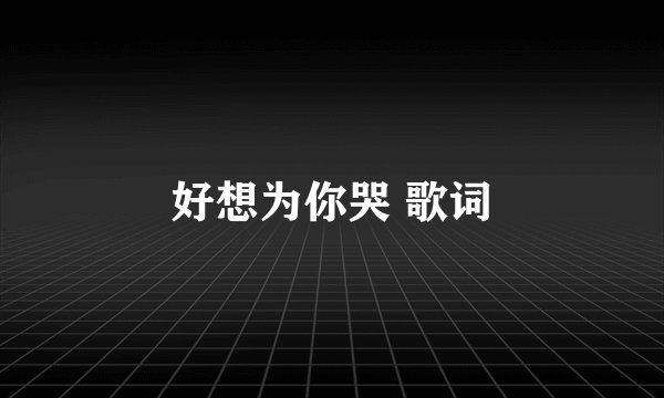 好想为你哭 歌词