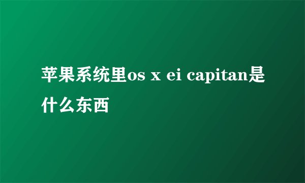 苹果系统里os x ei capitan是什么东西