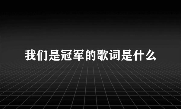 我们是冠军的歌词是什么