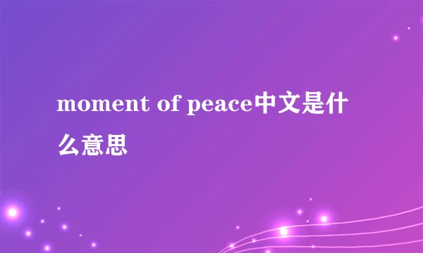 moment of peace中文是什么意思