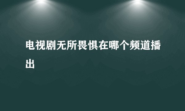 电视剧无所畏惧在哪个频道播出