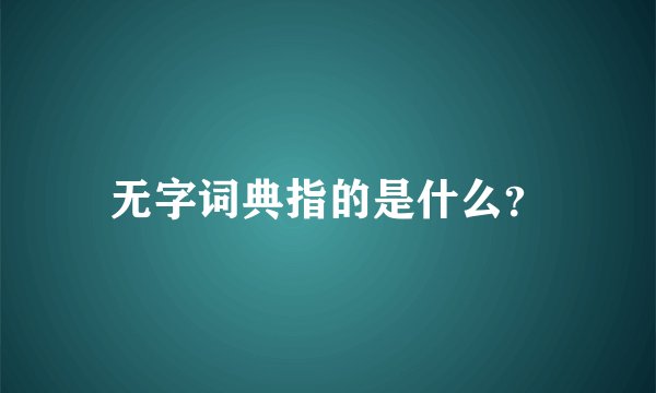无字词典指的是什么？