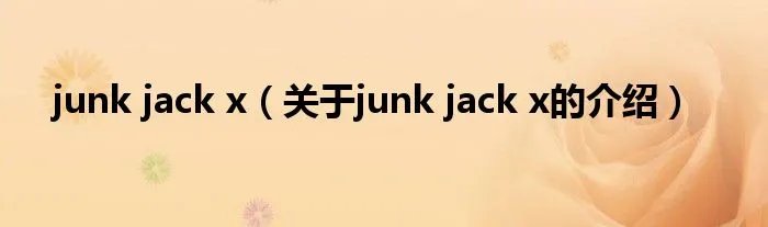 junk jack x（关于junk jack x的介绍）