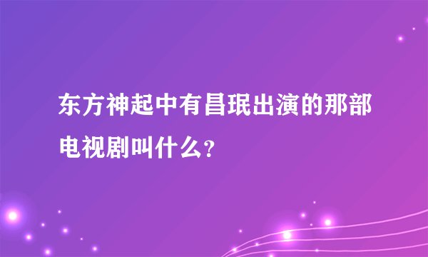 东方神起中有昌珉出演的那部电视剧叫什么？