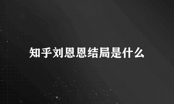 知乎刘恩恩结局是什么