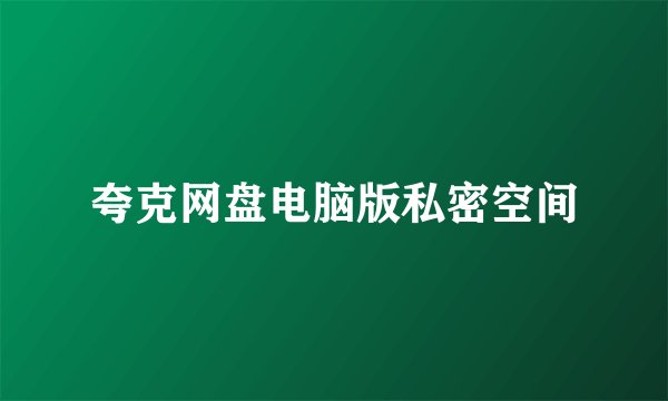夸克网盘电脑版私密空间