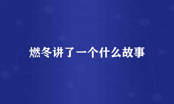 燃冬讲了一个什么故事